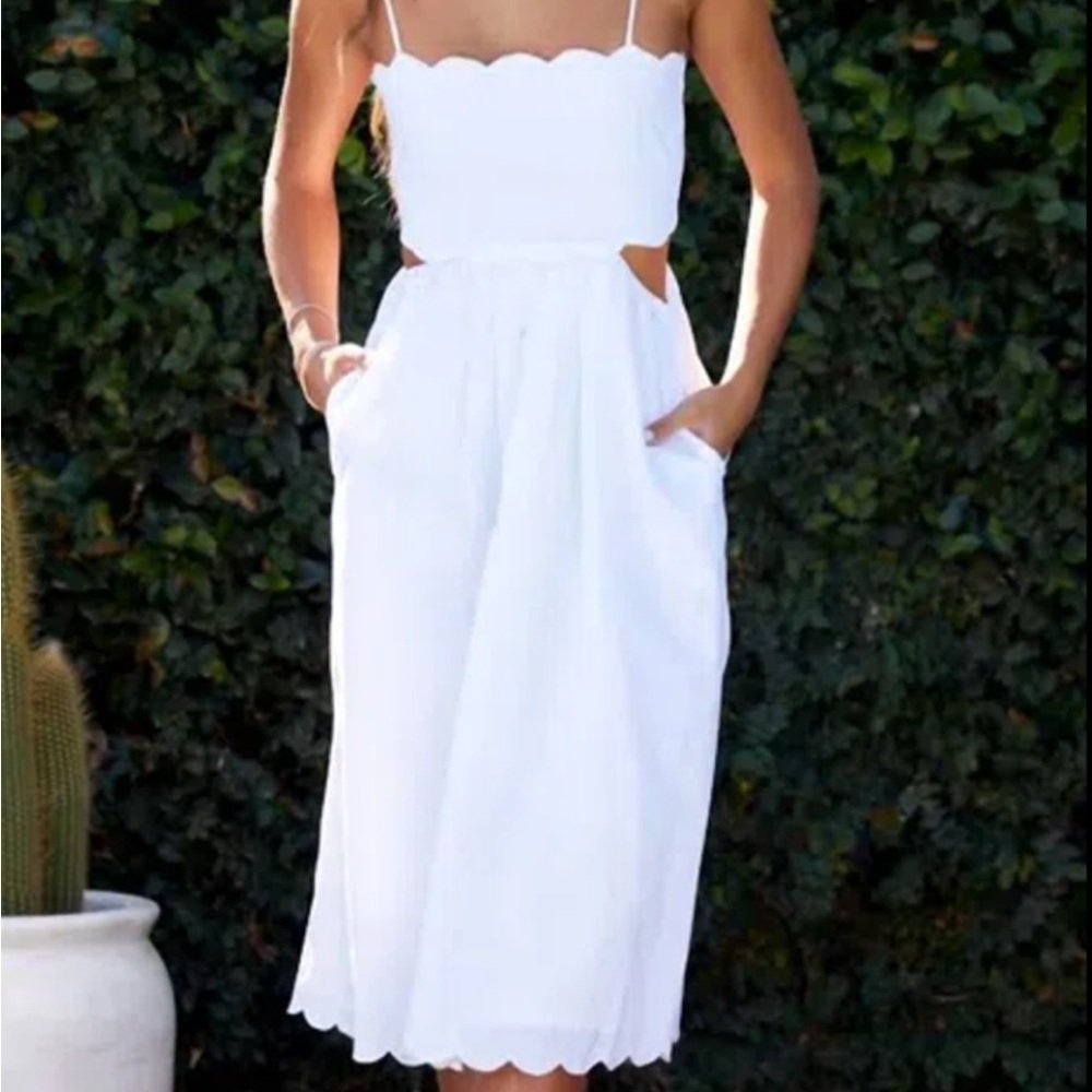 Bishop + Young White Scalloped Cutout Dress